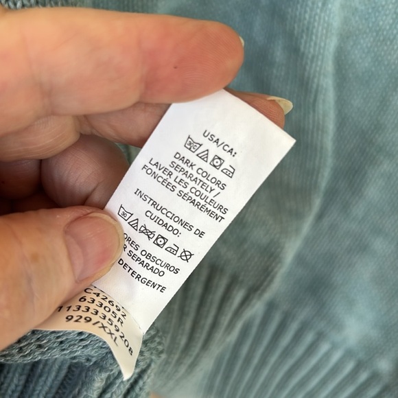 Chaps Light Green Mock Neck Button Up Elbow Patches Sweater - Picture 9 of 9